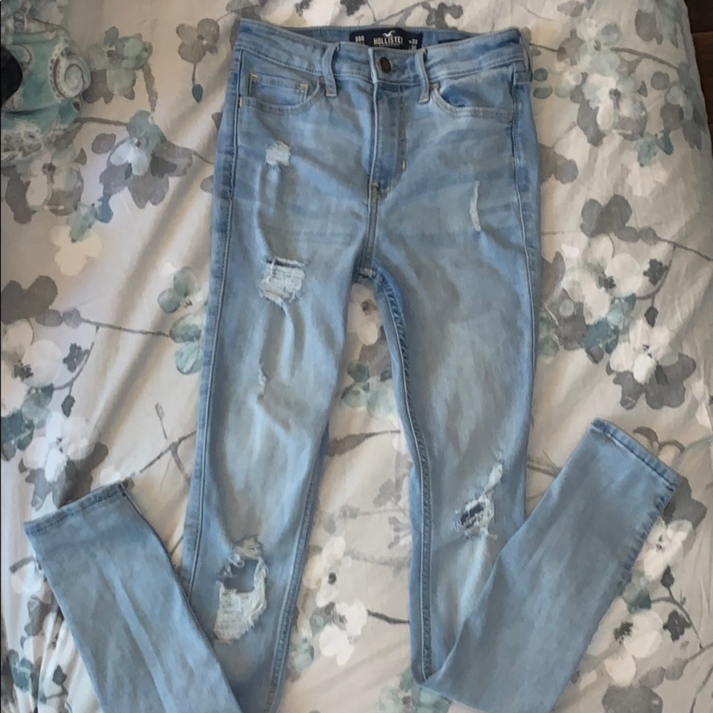 High rise super skinny ripped jeans